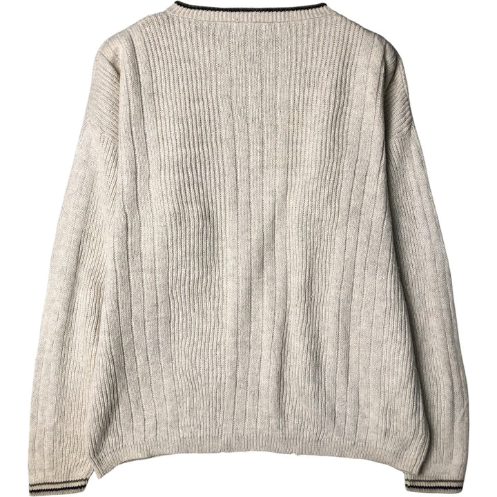 SONOMA Henley Neck Ribbed Ramie and Cotton Knit Sweater, Men's Size XL Lamy white type Vintage Second Hand