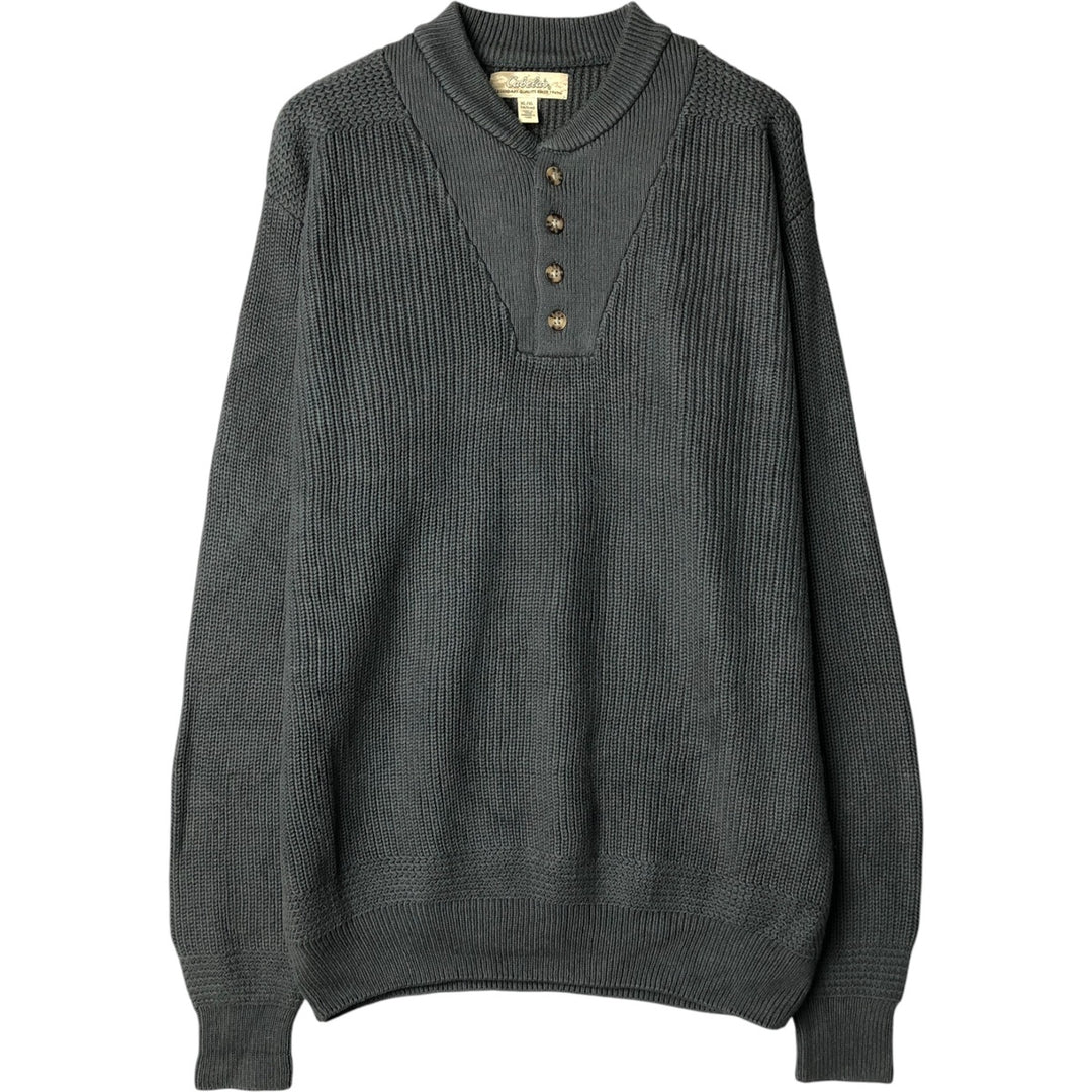 90'S Cabela's Vintage Henley Cotton Knit Sweater, Men's Size XL cotton gray type Vintage Second Hand