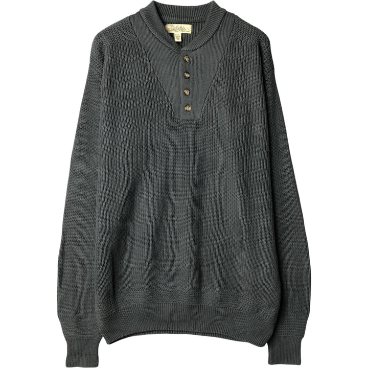 90'S Cabela's Vintage Henley Cotton Knit Sweater, Men's Size XL cotton gray type Vintage Second Hand
