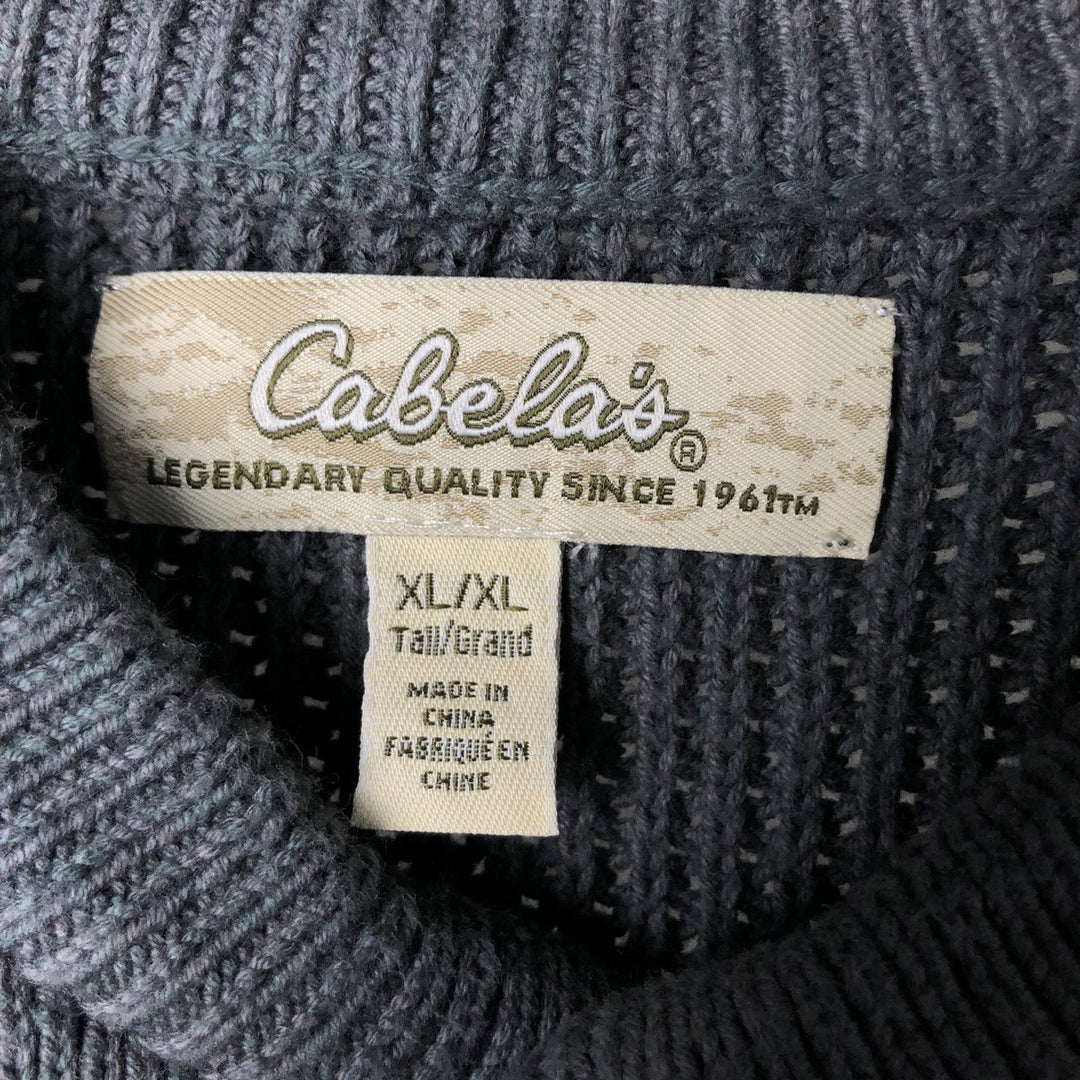 90'S Cabela's Vintage Henley Cotton Knit Sweater, Men's Size XL cotton gray type Vintage Second Hand
