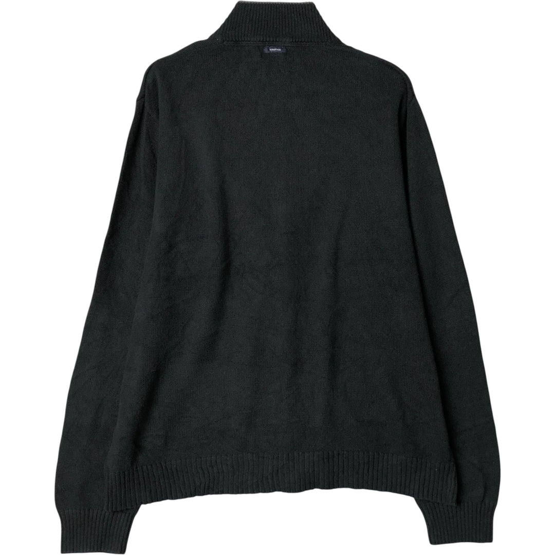 2000'S ~ NAUTICA Cotton Knit Full-Zip Sweater, Men's XL cotton navy blue type Vintage Second Hand