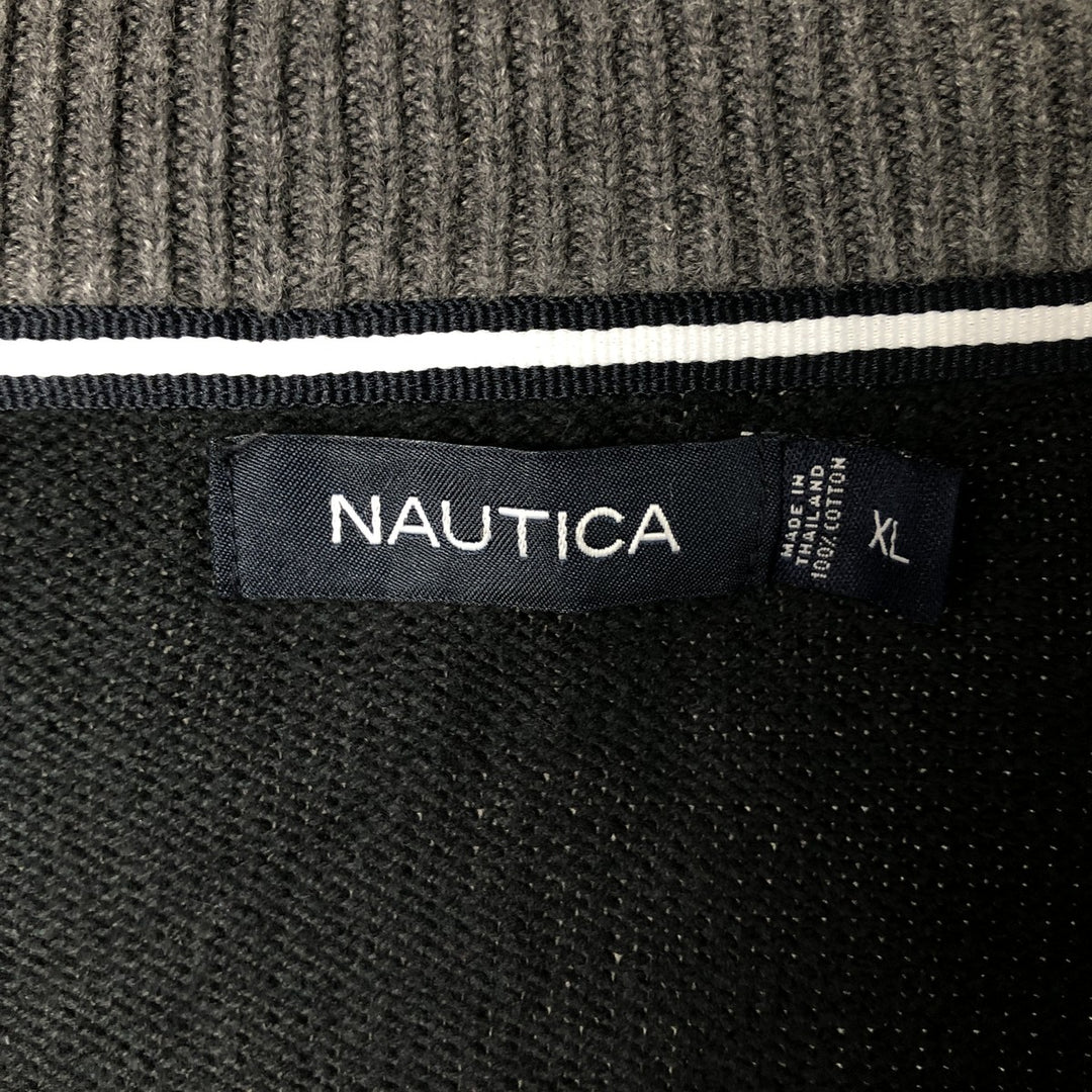 2000'S ~ NAUTICA Cotton Knit Full-Zip Sweater, Men's XL cotton navy blue type Vintage Second Hand