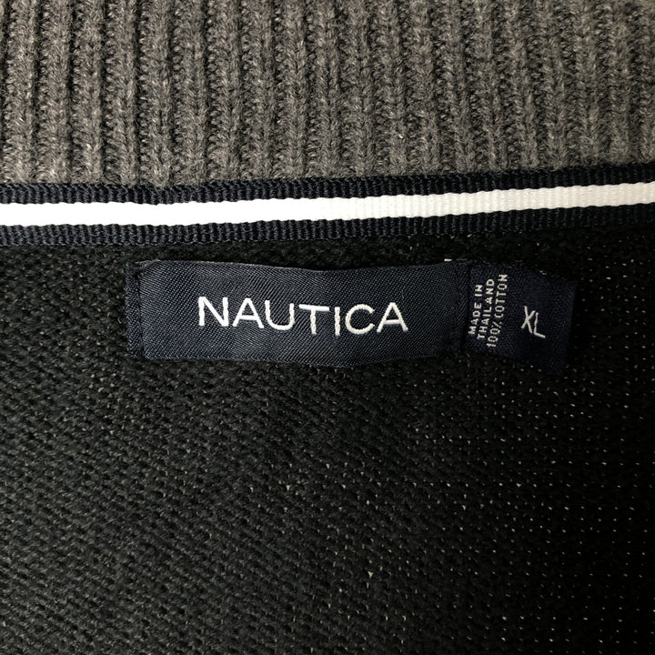 2000'S ~ NAUTICA Cotton Knit Full-Zip Sweater, Men's XL cotton navy blue type Vintage Second Hand
