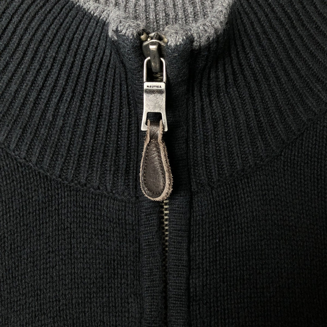 2000'S ~ NAUTICA Cotton Knit Full-Zip Sweater, Men's XL cotton navy blue type Vintage Second Hand