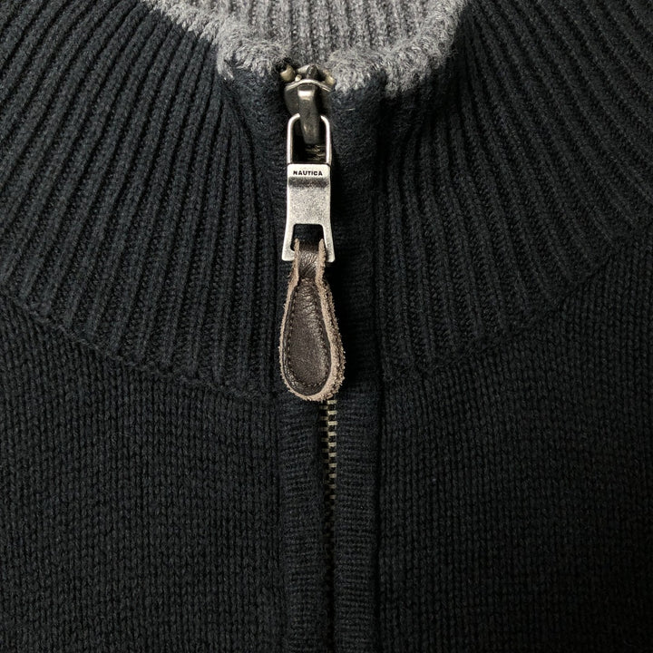 2000'S ~ NAUTICA Cotton Knit Full-Zip Sweater, Men's XL cotton navy blue type Vintage Second Hand