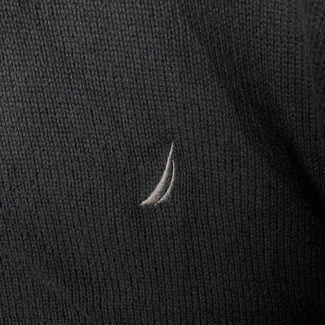 2000'S ~ NAUTICA Cotton Knit Full-Zip Sweater, Men's XL cotton navy blue type Vintage Second Hand