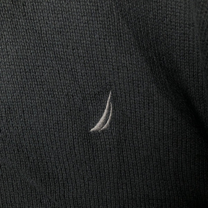 2000'S ~ NAUTICA Cotton Knit Full-Zip Sweater, Men's XL cotton navy blue type Vintage Second Hand