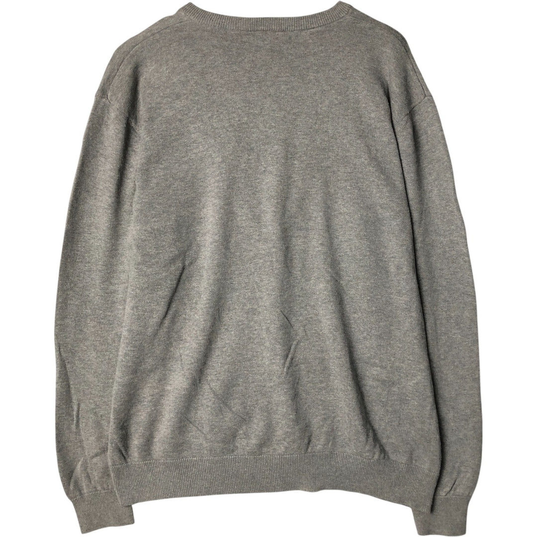 Lacoste V-neck cotton knit sweater, size 6, men's XL cotton gray type Vintage Second Hand