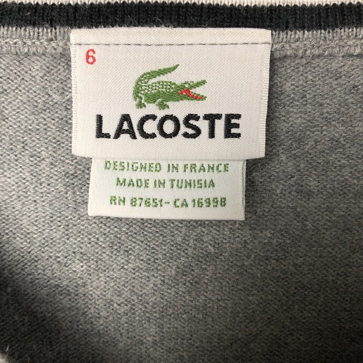Lacoste V-neck cotton knit sweater, size 6, men's XL cotton gray type Vintage Second Hand