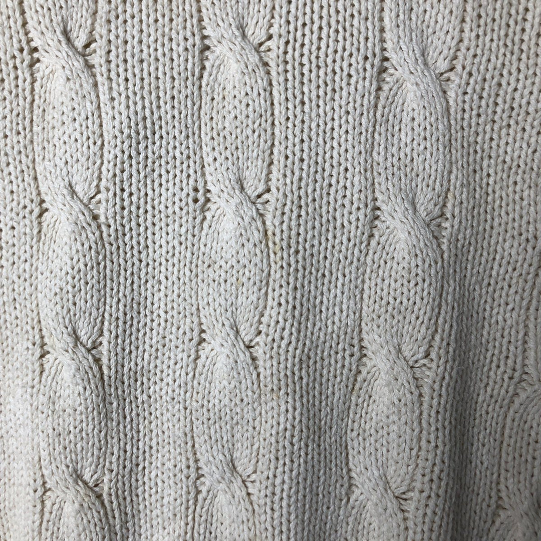 Vintage 90'S J.Crew cable knit V-neck cotton sweater, Made in USA, Men's XL cotton pale white type Vintage Second Hand