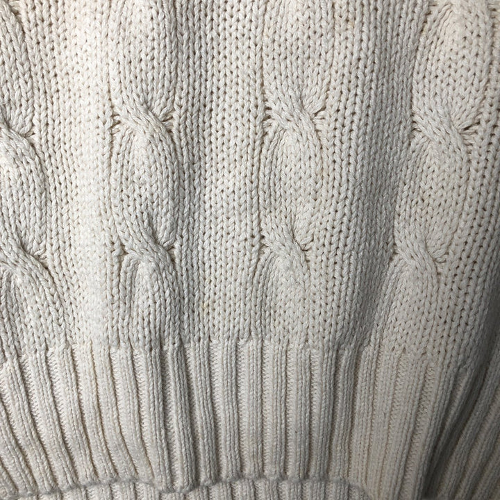 Vintage 90'S J.Crew cable knit V-neck cotton sweater, Made in USA, Men's XL cotton pale white type Vintage Second Hand