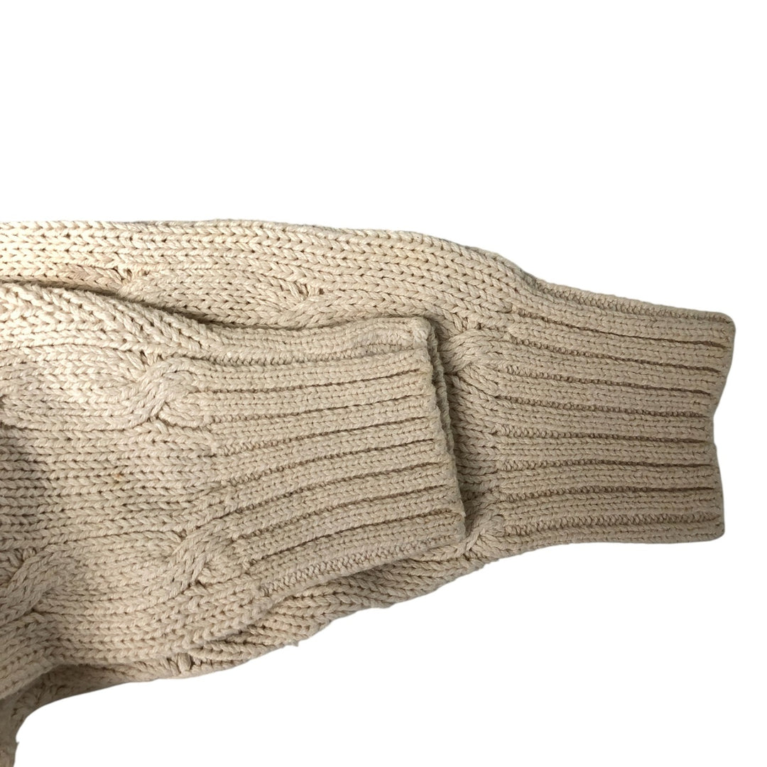 Vintage 90'S J.Crew cable knit V-neck cotton sweater, Made in USA, Men's XL cotton pale white type Vintage Second Hand