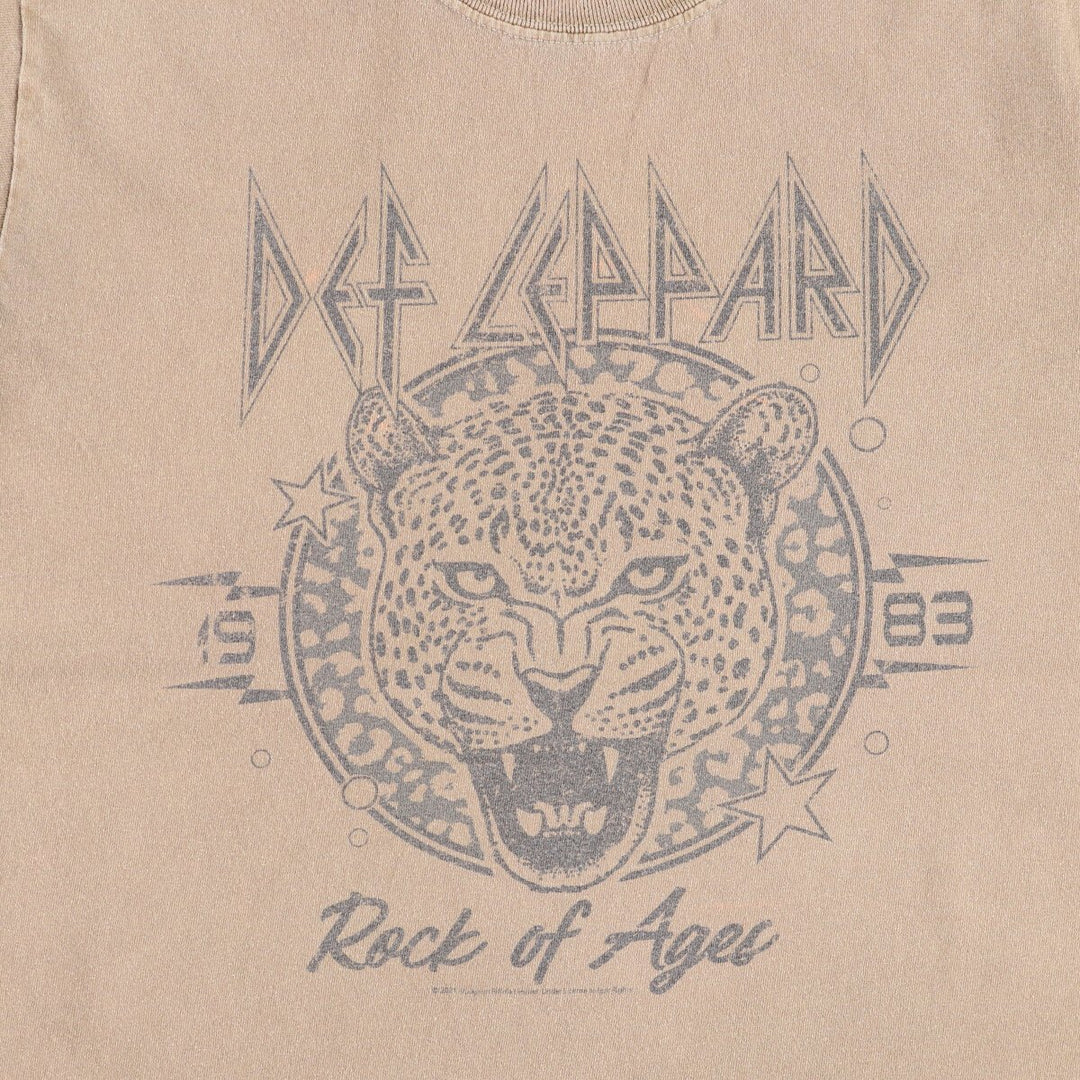 THE VINYL ICON DEF LEPPARD Band T-Shirt, Men's Size Small cotton Khaki type Vintage Second Hand