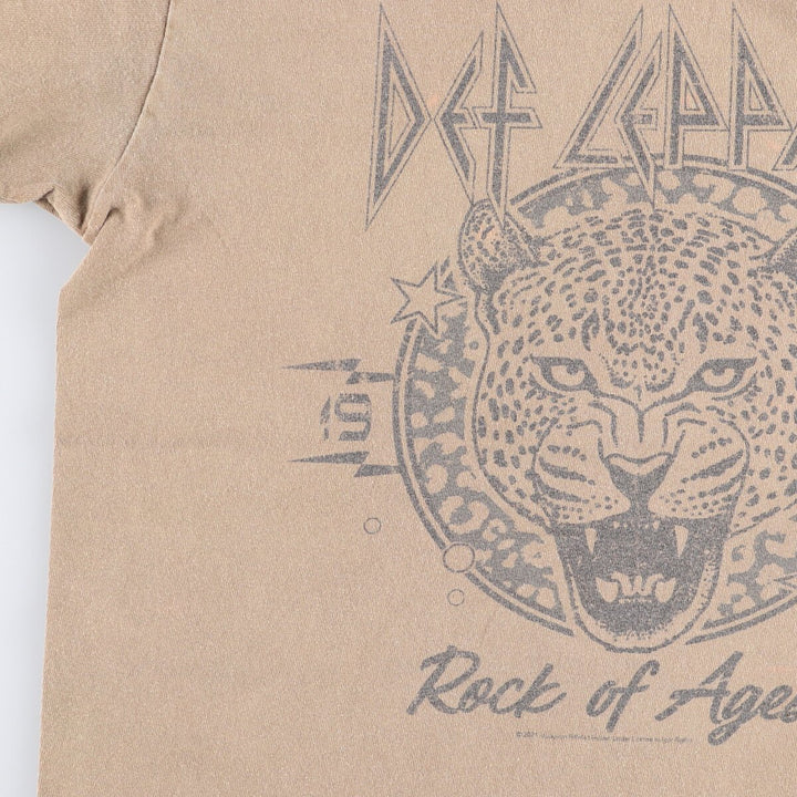 THE VINYL ICON DEF LEPPARD Band T-Shirt, Men's Size Small cotton Khaki type Vintage Second Hand