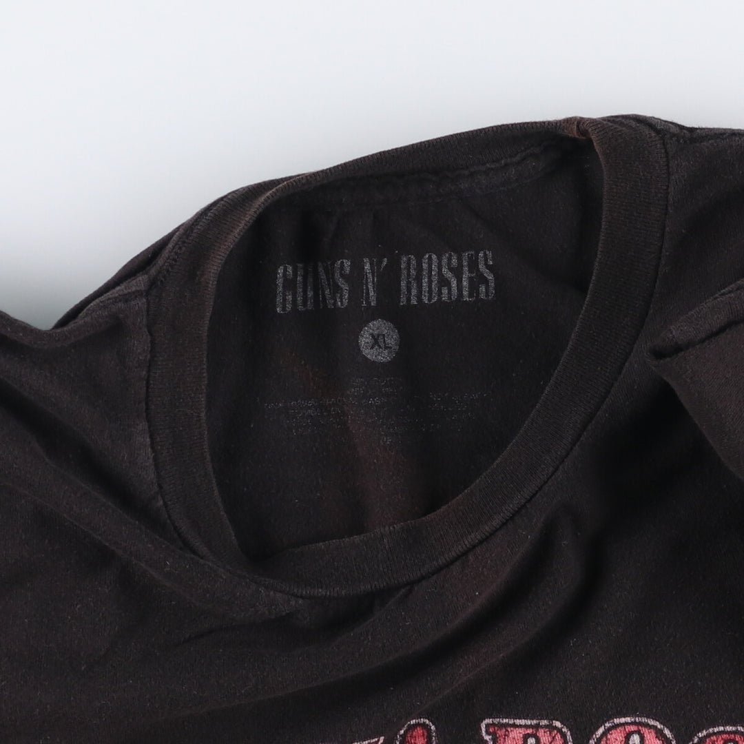 GUNS N' ROSES Skull Pattern Band T-shirt, Men's XL size cotton black type Vintage Second Hand