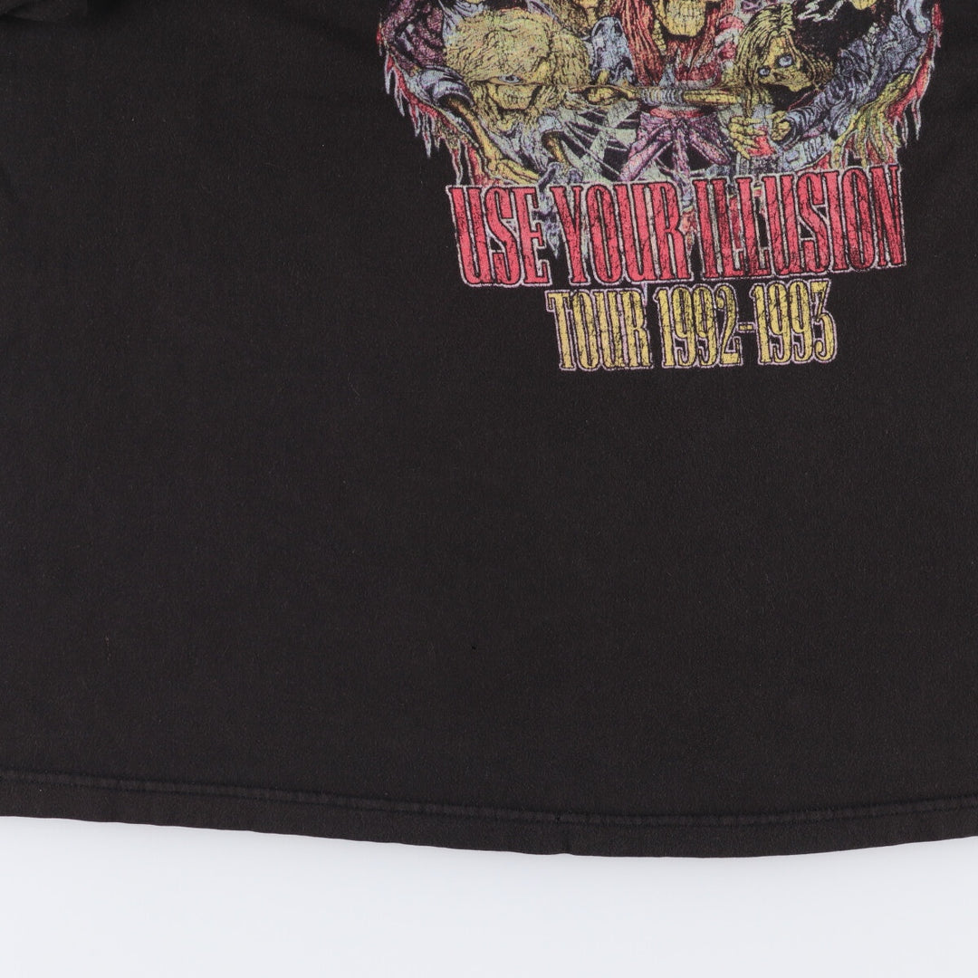 GUNS N' ROSES Skull Pattern Band T-shirt, Men's XL size cotton black type Vintage Second Hand