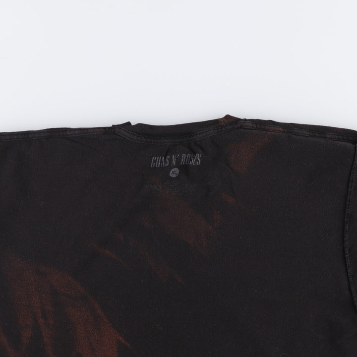 GUNS N' ROSES Skull Pattern Band T-shirt, Men's XL size cotton black type Vintage Second Hand
