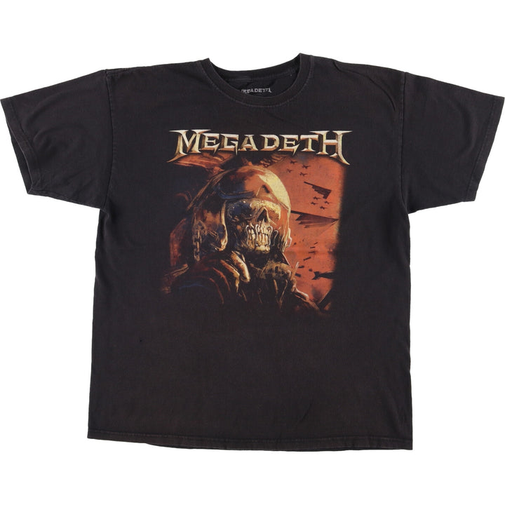 MEGADETH Skull Pattern Band T-shirt Band Tee Men's L size cotton black type Vintage Second Hand