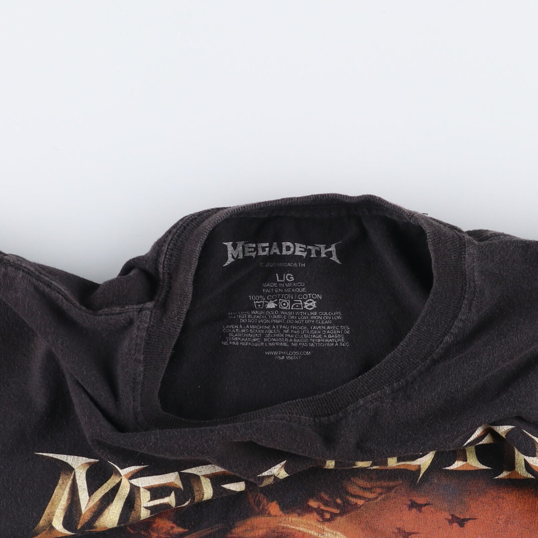 MEGADETH Skull Pattern Band T-shirt Band Tee Men's L size cotton black type Vintage Second Hand