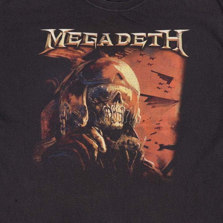 MEGADETH Skull Pattern Band T-shirt Band Tee Men's L size cotton black type Vintage Second Hand