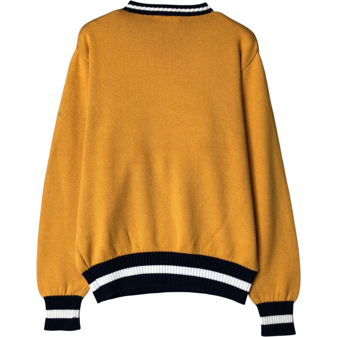 FACONNABLE All-Over Anchor Pattern Cotton Knit Sweater, Men's Size Small cotton yellow type Vintage Second Hand