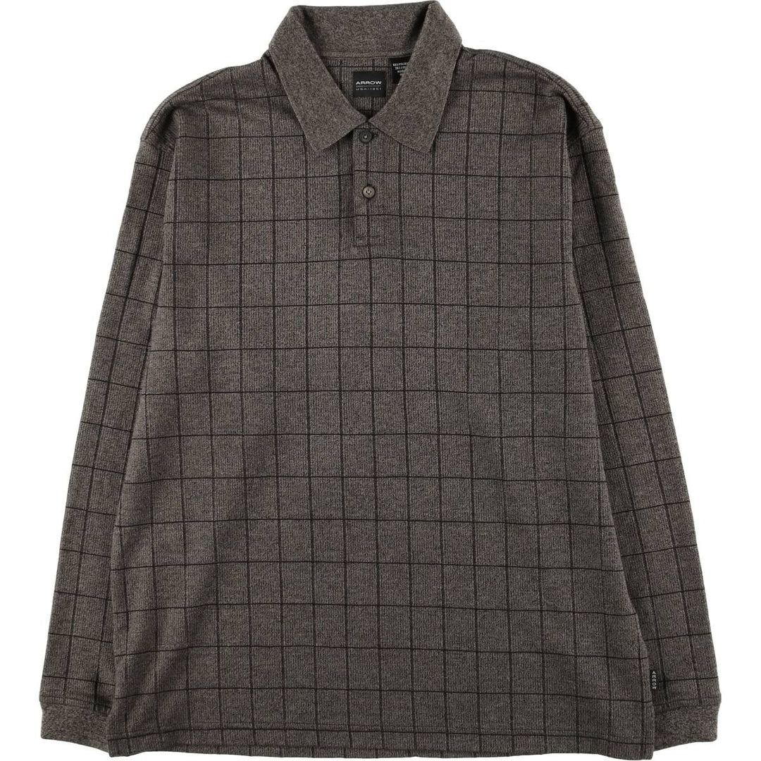 Arrow Check Pattern Polo Knit Sweater, Men's Size M polyester brown type Vintage Second Hand