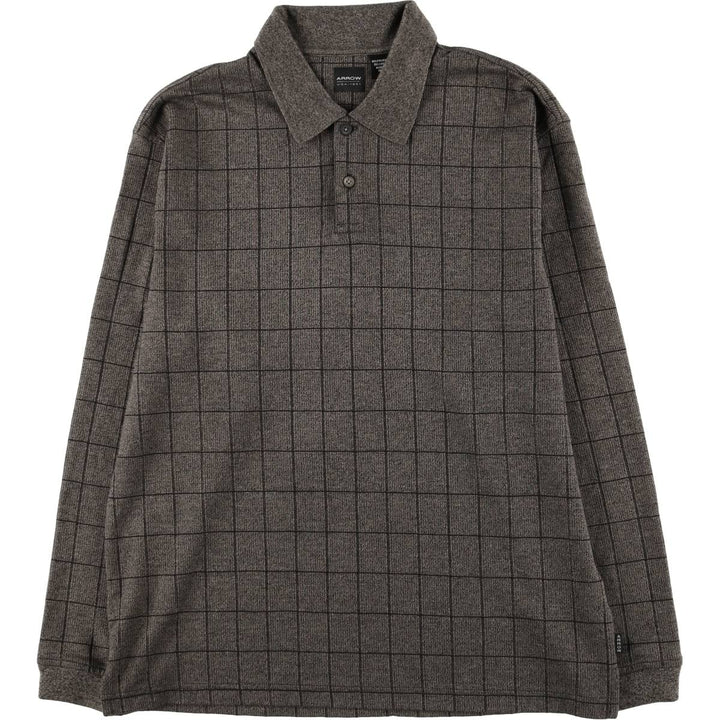 Arrow Check Pattern Polo Knit Sweater, Men's Size M polyester brown type Vintage Second Hand