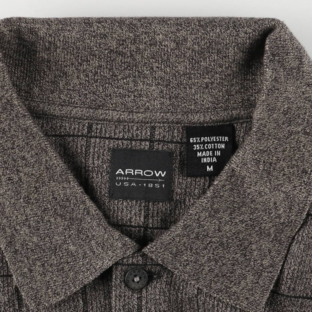 Arrow Check Pattern Polo Knit Sweater, Men's Size M polyester brown type Vintage Second Hand