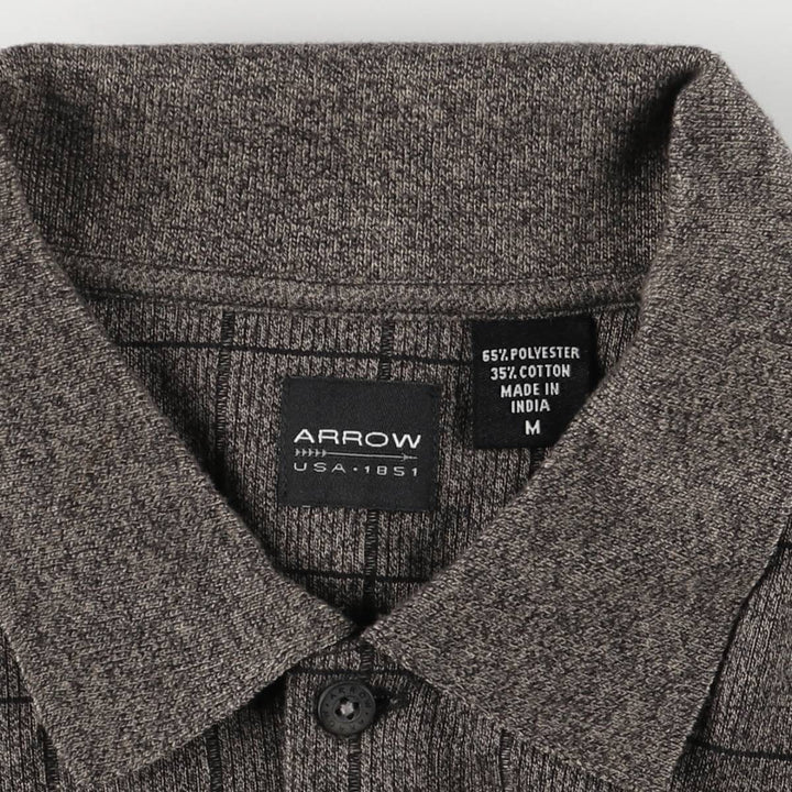 Arrow Check Pattern Polo Knit Sweater, Men's Size M polyester brown type Vintage Second Hand