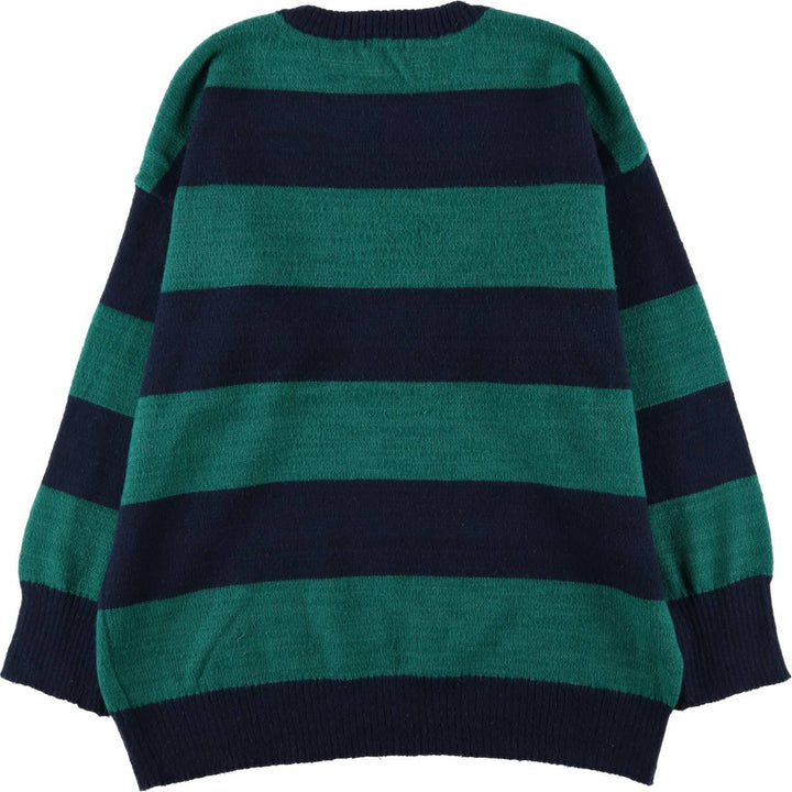 wild fable Border Pattern Cotton Knit Sweater, Men's Size L cotton navy blue type Vintage Second Hand