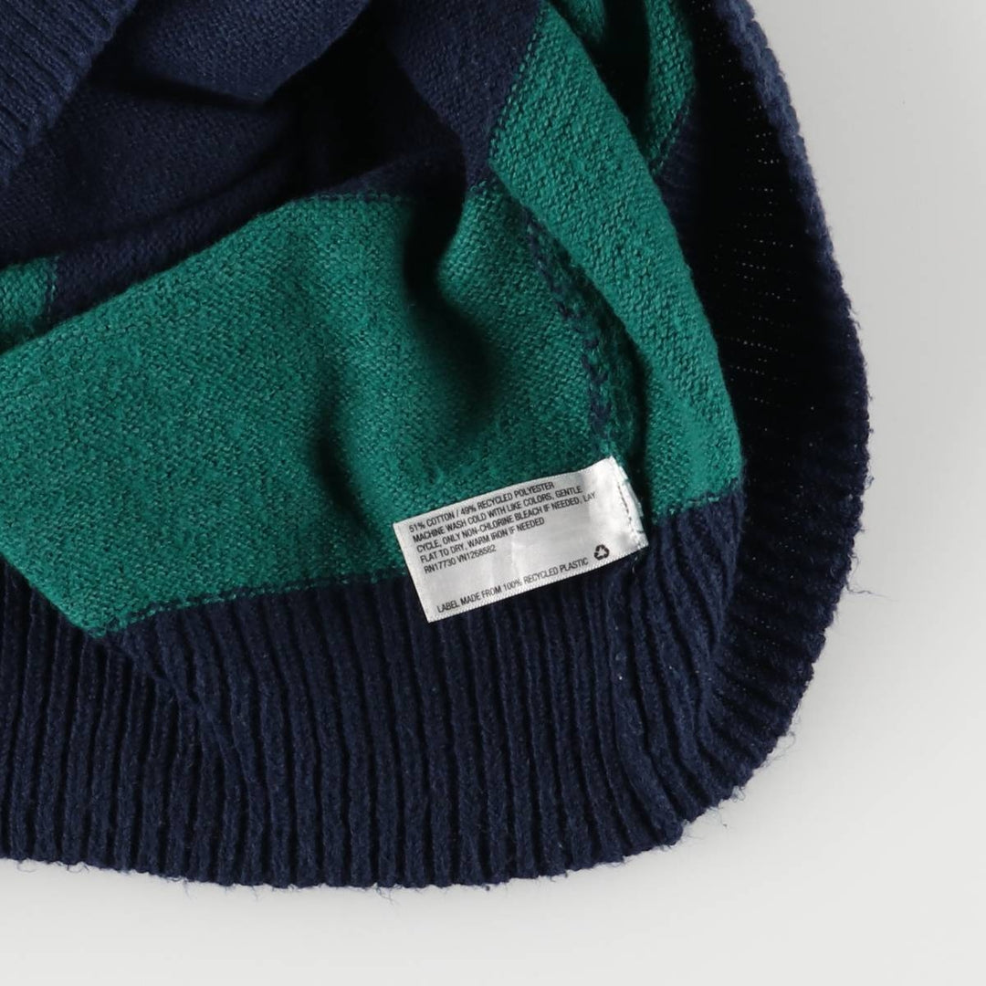 wild fable Border Pattern Cotton Knit Sweater, Men's Size L cotton navy blue type Vintage Second Hand