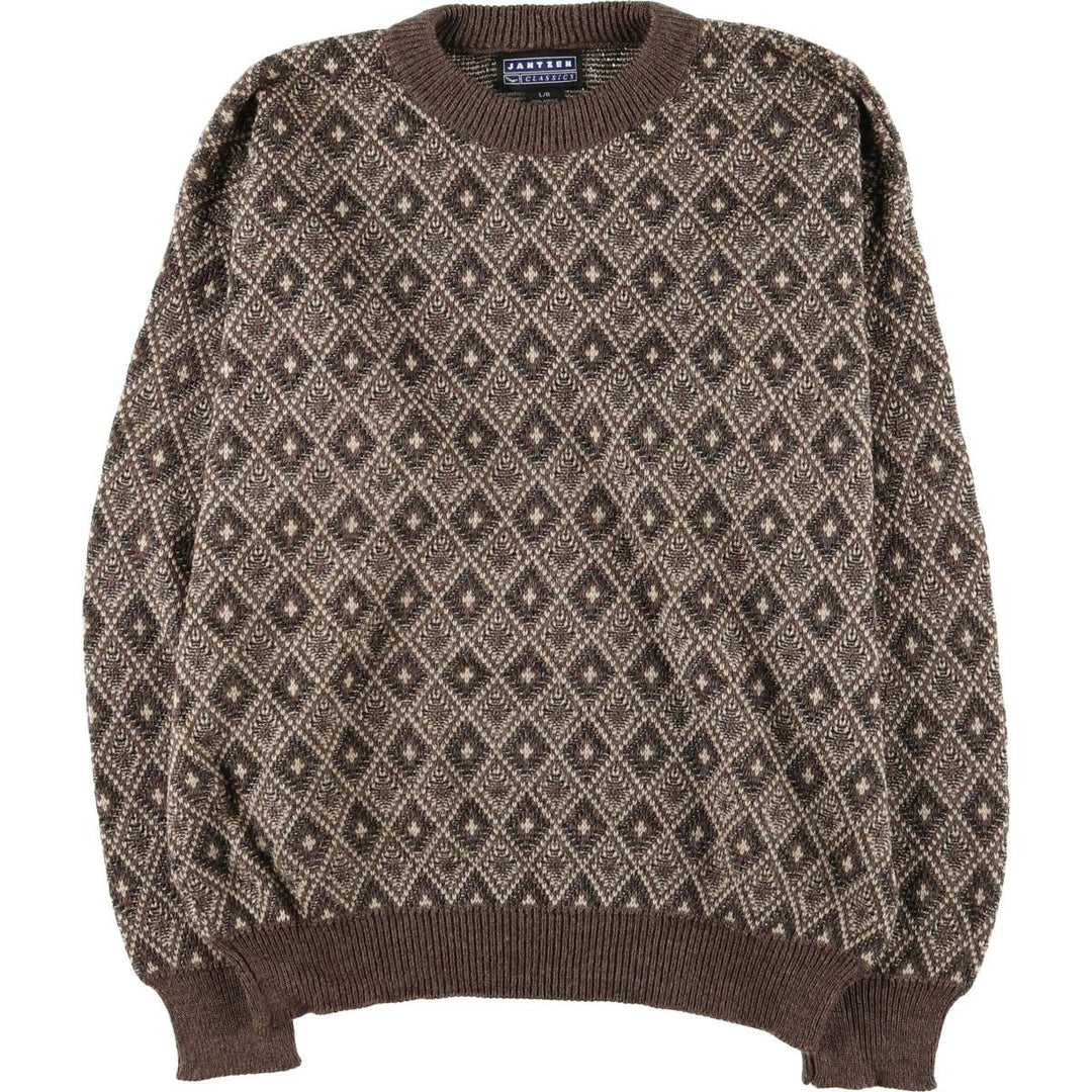 Jantzen Diamond Pattern Acrylic Knit Sweater, Men's Size L acrylic brown type Vintage Second Hand