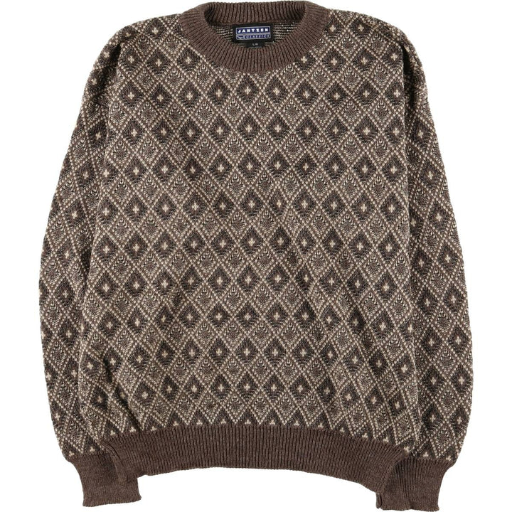 Jantzen Diamond Pattern Acrylic Knit Sweater, Men's Size L acrylic brown type Vintage Second Hand
