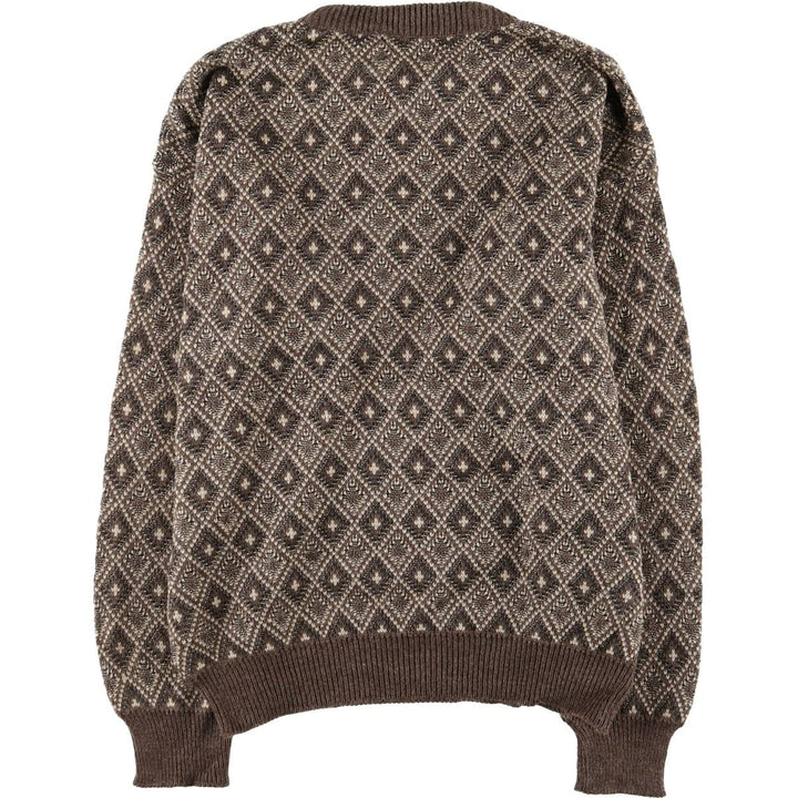 Jantzen Diamond Pattern Acrylic Knit Sweater, Men's Size L acrylic brown type Vintage Second Hand