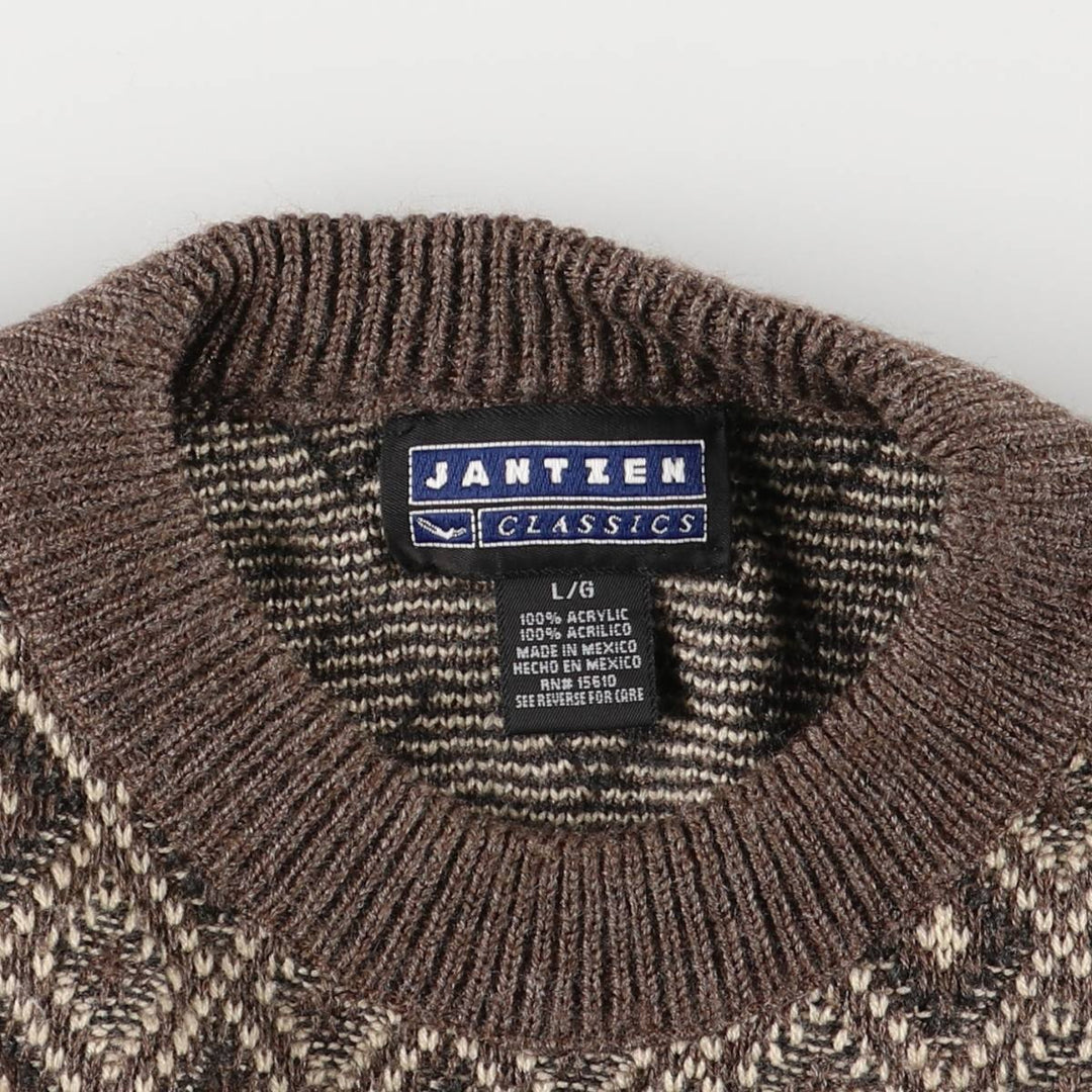 Jantzen Diamond Pattern Acrylic Knit Sweater, Men's Size L acrylic brown type Vintage Second Hand