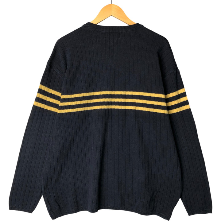 FIZZ Ribbed Cotton Knit Sweater, Men's Size XL cotton navy blue type Vintage Second Hand