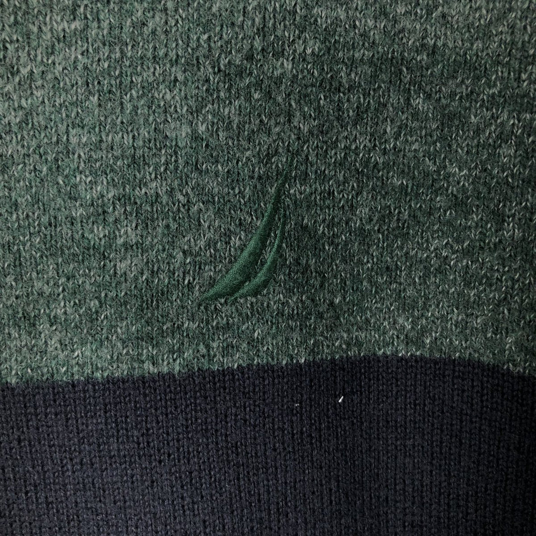 2000'S ~ NAUTICA Striped Pattern Cotton Knit Sweater, Men's XL cotton navy blue type Vintage Second Hand