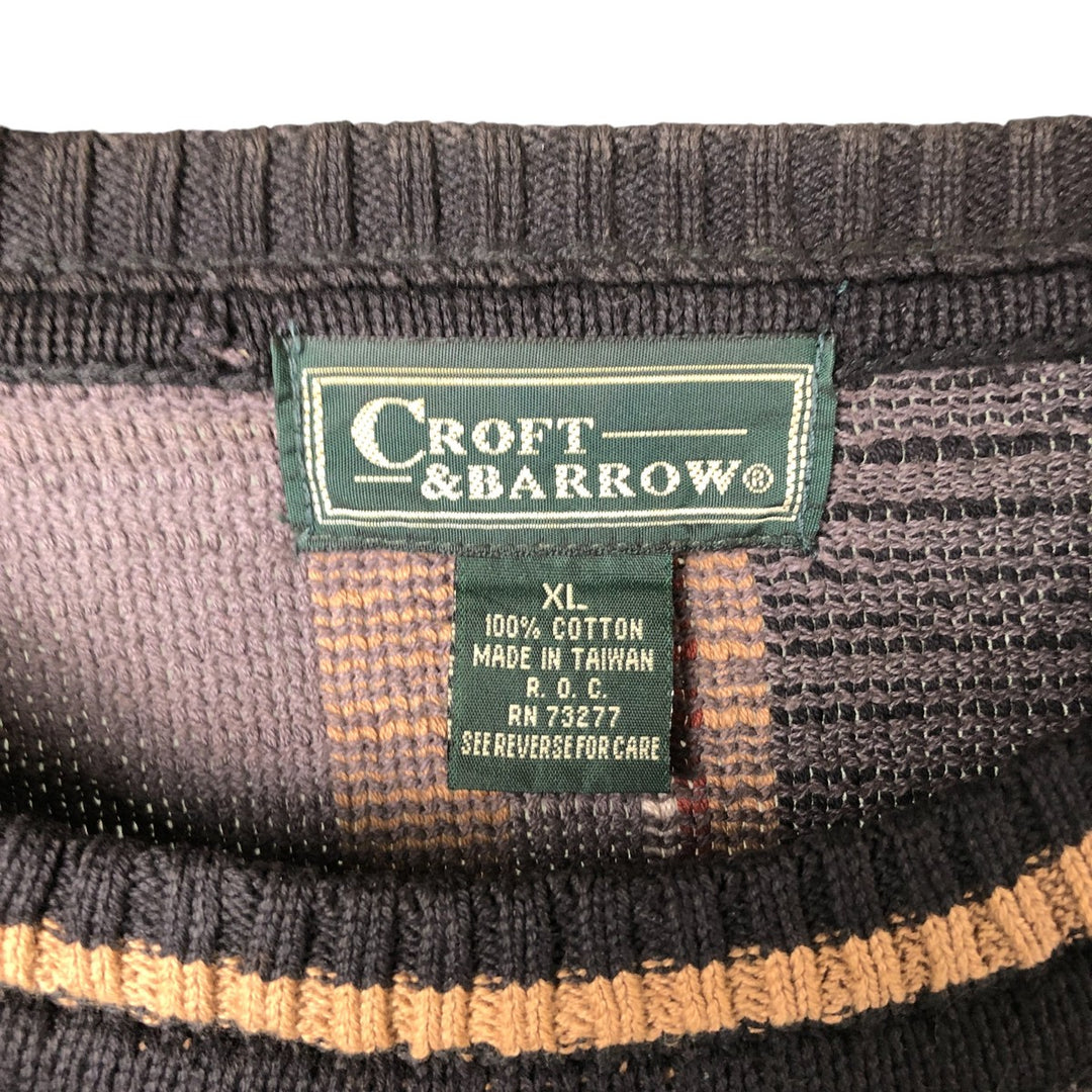 Vintage 90s-00'S Craft and Barrow Check Pattern Cotton Knit Sweater, Men's XL cotton gray type Vintage Second Hand