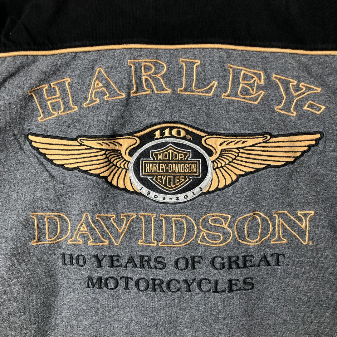Harley-Davidson Two-Tone Long Sleeve T-Shirt, Men's Size L cotton black type Vintage Second Hand