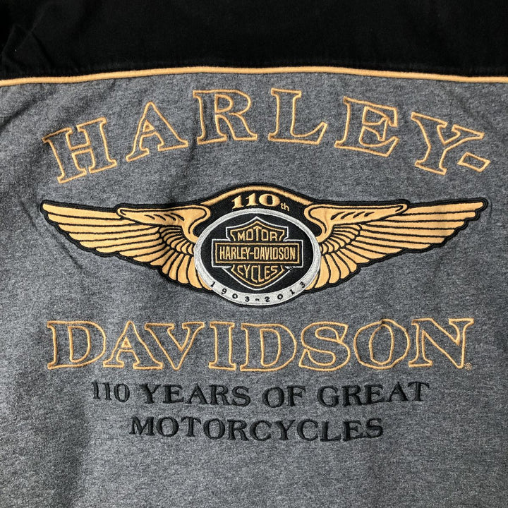 Harley-Davidson Two-Tone Long Sleeve T-Shirt, Men's Size L cotton black type Vintage Second Hand