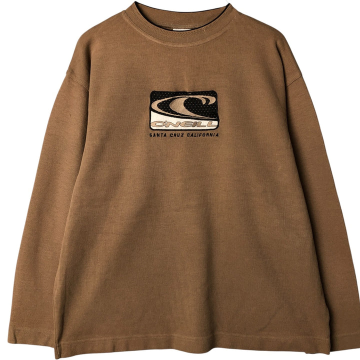 90'S O'NEILL long sleeve T-shirt, men's size M, vintage cotton beige type brown Vintage Second Hand