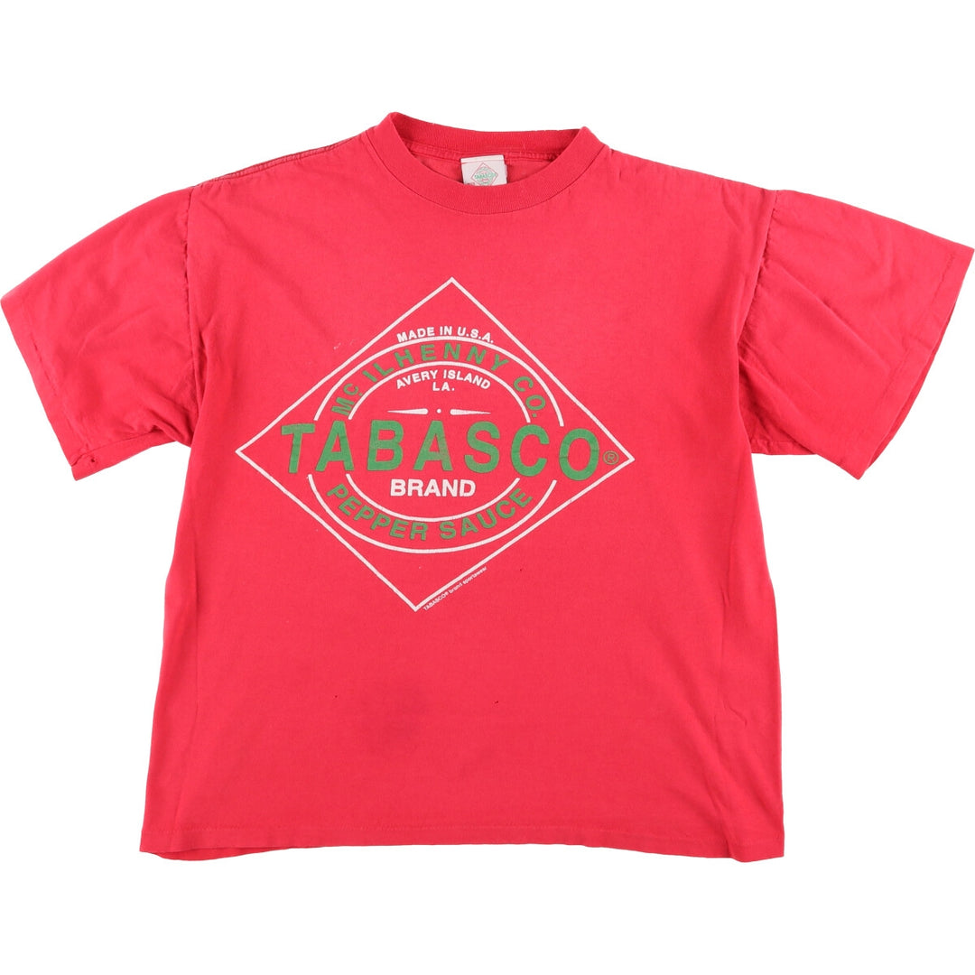 Vintage 90'S Tabasco advertising T-shirt, Made in USA, Men's Size Medium unclear red type Vintage Second Hand