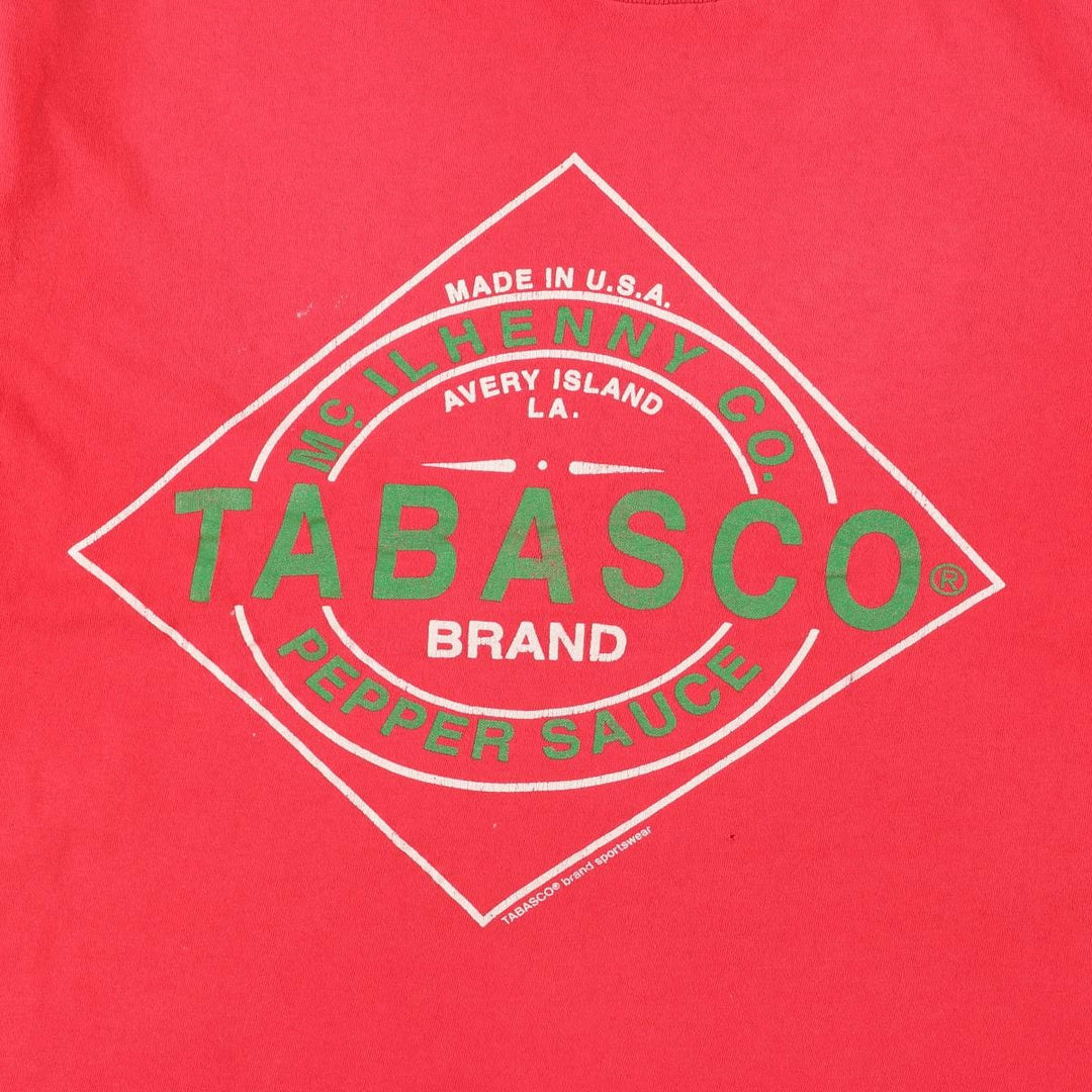 Vintage 90'S Tabasco advertising T-shirt, Made in USA, Men's Size Medium unclear red type Vintage Second Hand