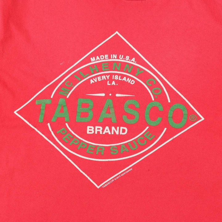 Vintage 90'S Tabasco advertising T-shirt, Made in USA, Men's Size Medium unclear red type Vintage Second Hand