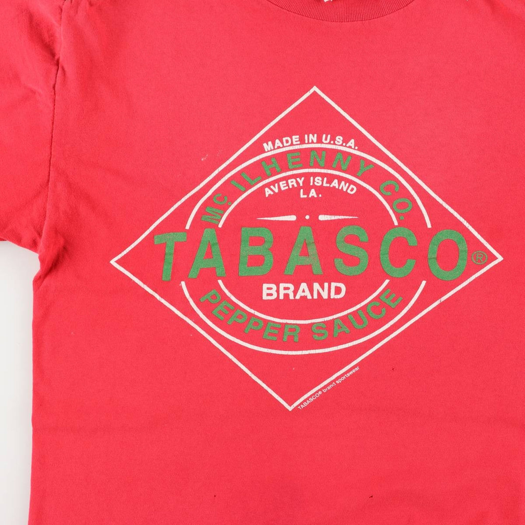 Vintage 90'S Tabasco advertising T-shirt, Made in USA, Men's Size Medium unclear red type Vintage Second Hand