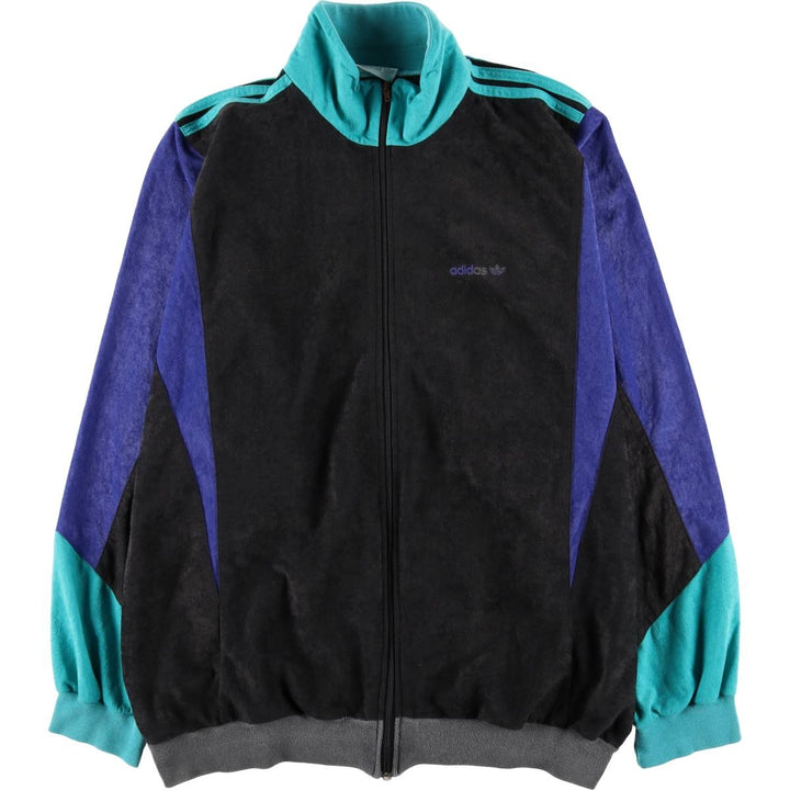 Vintage 80s-90'S Adidas Velour Jersey Track Jacket, Men's, Size XXL polyester black type Vintage Second Hand