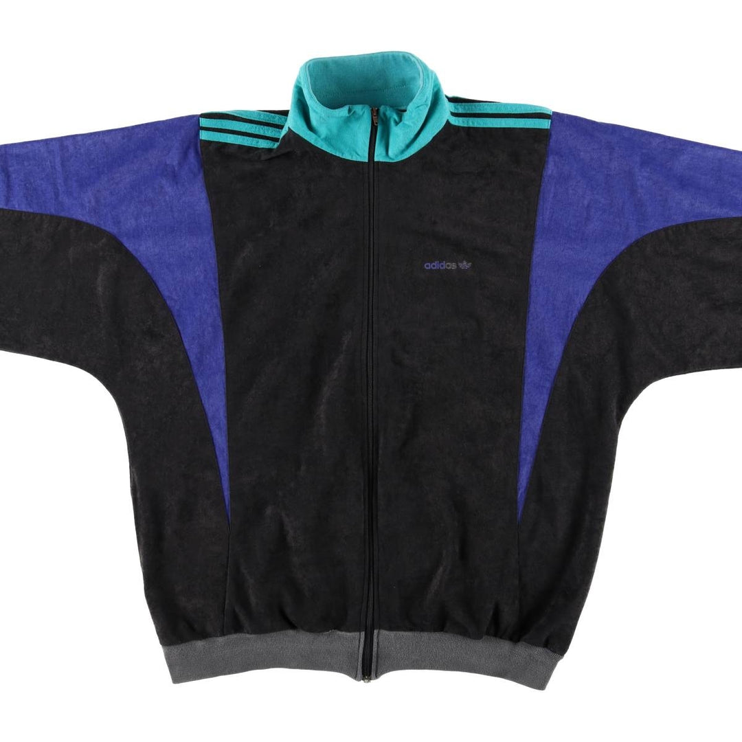 Vintage 80s-90'S Adidas Velour Jersey Track Jacket, Men's, Size XXL polyester black type Vintage Second Hand