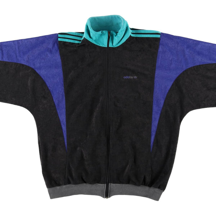 Vintage 80s-90'S Adidas Velour Jersey Track Jacket, Men's, Size XXL polyester black type Vintage Second Hand