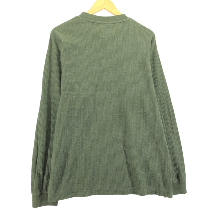 90'S Ralph Lauren CHAPS Henley neck long T-shirt long T men's size L vintage cotton green type Vintage Second Hand