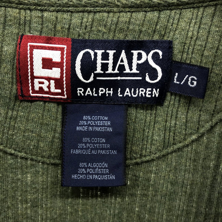 90'S Ralph Lauren CHAPS Henley neck long T-shirt long T men's size L vintage cotton green type Vintage Second Hand